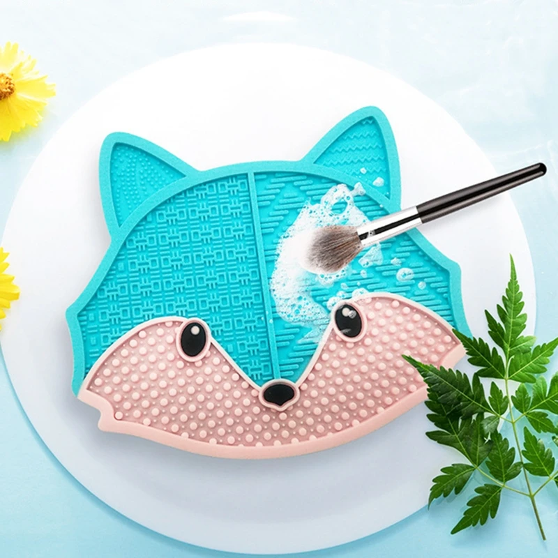 Портативная Милая мультяшная Кисть для макияжа чистящий коврик с присоской