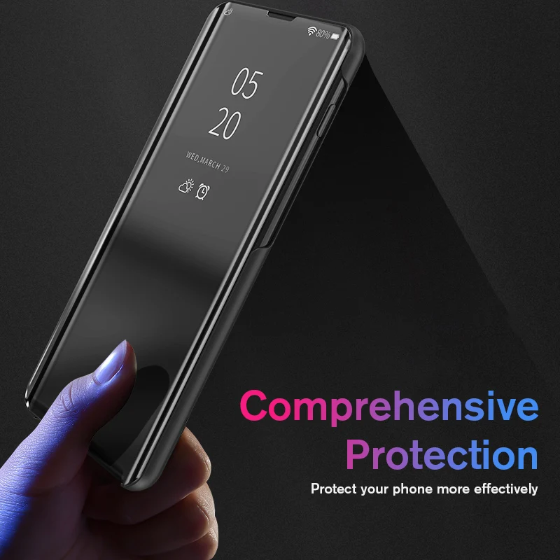Smart Flip Mirror Case For OPPO F11 Realme 3 Pro Leather Stand Phone A5S A7 A9 RENO Holder | Мобильные телефоны и