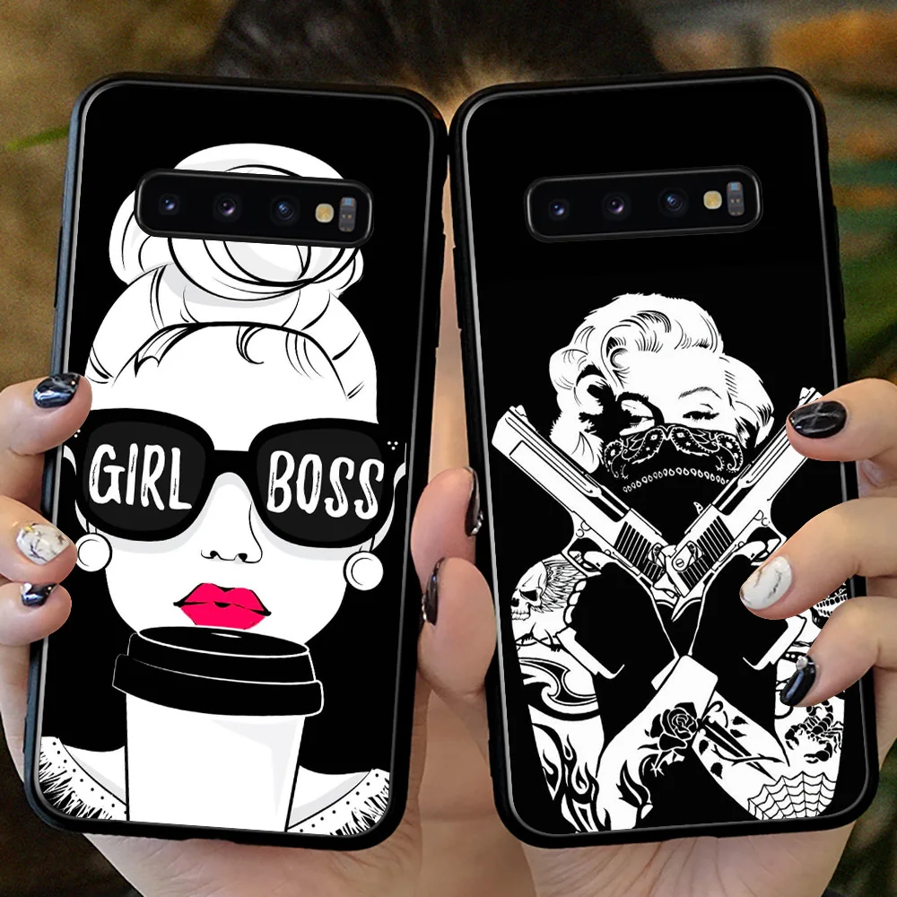 

Fashion Girl Boss case for Galaxy S21 S20 Plus FE S10e S7 Edge S8 S9 S10 Plus Black soft Cover case for Galaxy Note 10 Plus 8 9