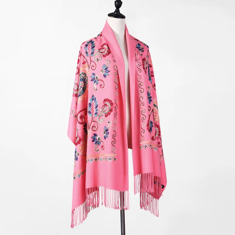 Абсолютно Новый Женский вышитый кашемировый шарф в этническом стиле тотемный