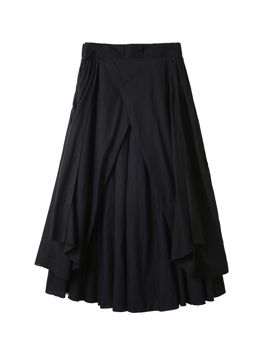 TINT ERA Spring Autumn Yamamoto Dark Wind Back Split Multi-layered Design Ladies Half-length Pants Women Skirt Pantalon Femme