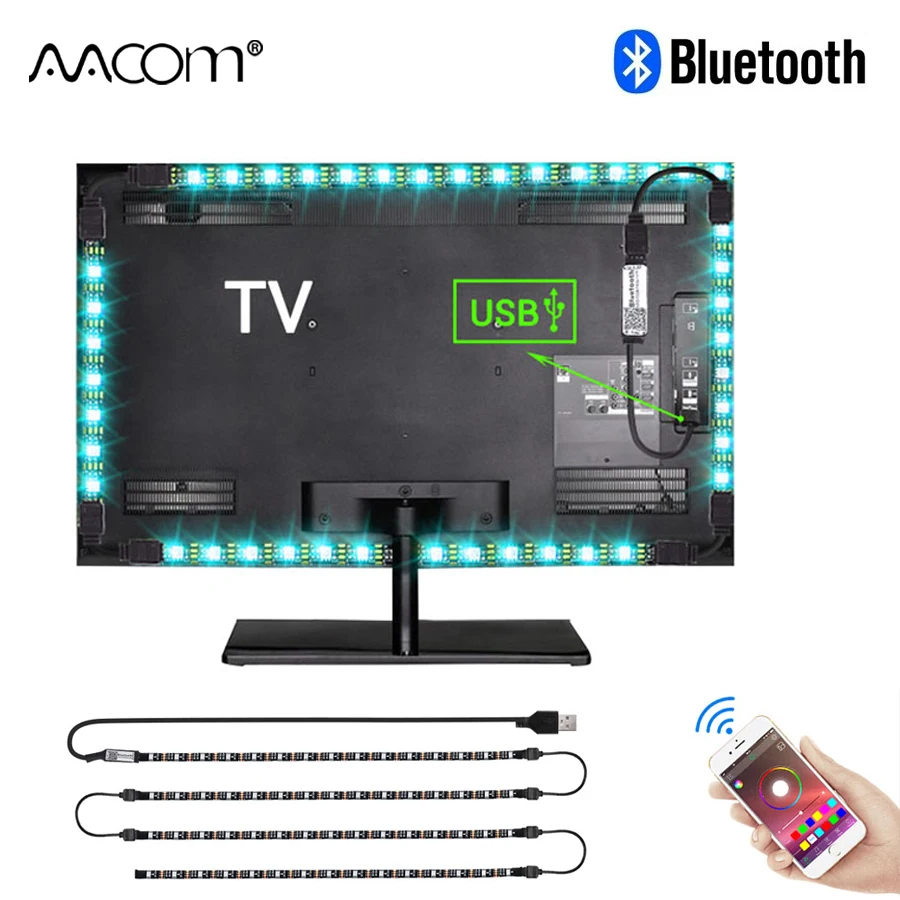 USB RGB Светодиодная лента Bluetooth умная подсветка 5 В SMD 5050 Диодная гибкая неоновая