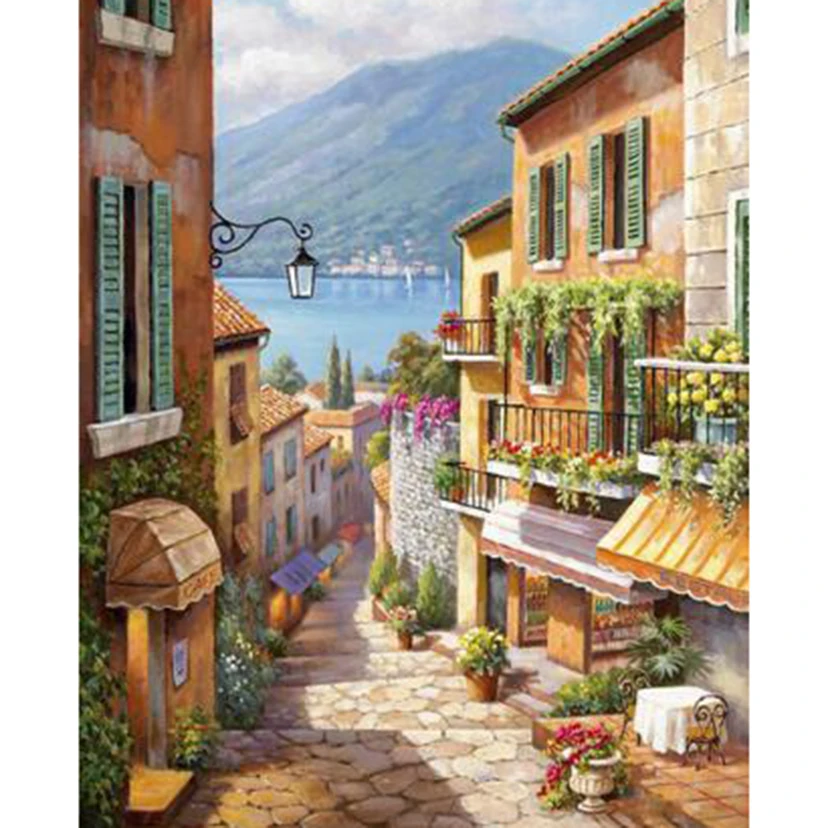 

5D DIY Landscape Painting Diamond Painting Square/Round Diamond Street Scenery Picture Cross Stitch Decoration Artwork TX067