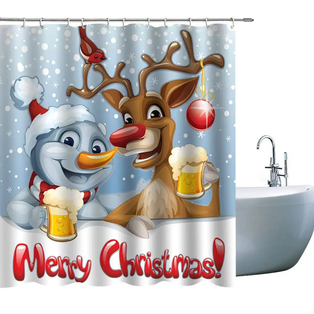 

Мир с Санта-Клаусом занавески Рождественский Санта Клаус и красивый декор в виде оленя для Ванная комната