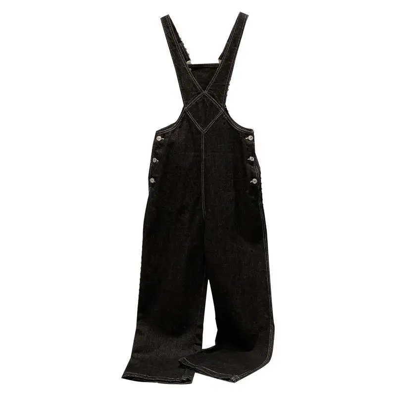 

Double Pocket Line Cross Chest Denim Overalls Women 2021 Summer New High Waist Wash Water Strap Jeans