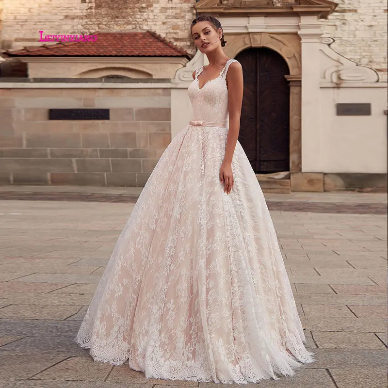 Robe De Mariee Princesse Lux 2019 роскошное кружевное бальное платье с блестящим бисером и