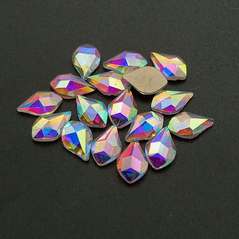 20 штук AB Цвет ногтей Стразы с золотистым низом на плоской подошве украшением в