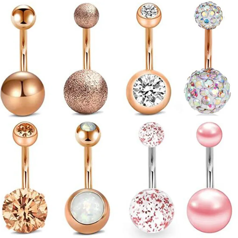 

Surgical Steel Crystal Belly Button Ring Set 14G Glitter Navel Piercing Set Cute Belly Bar Bulk Belly Piercing Pack Navel Ring