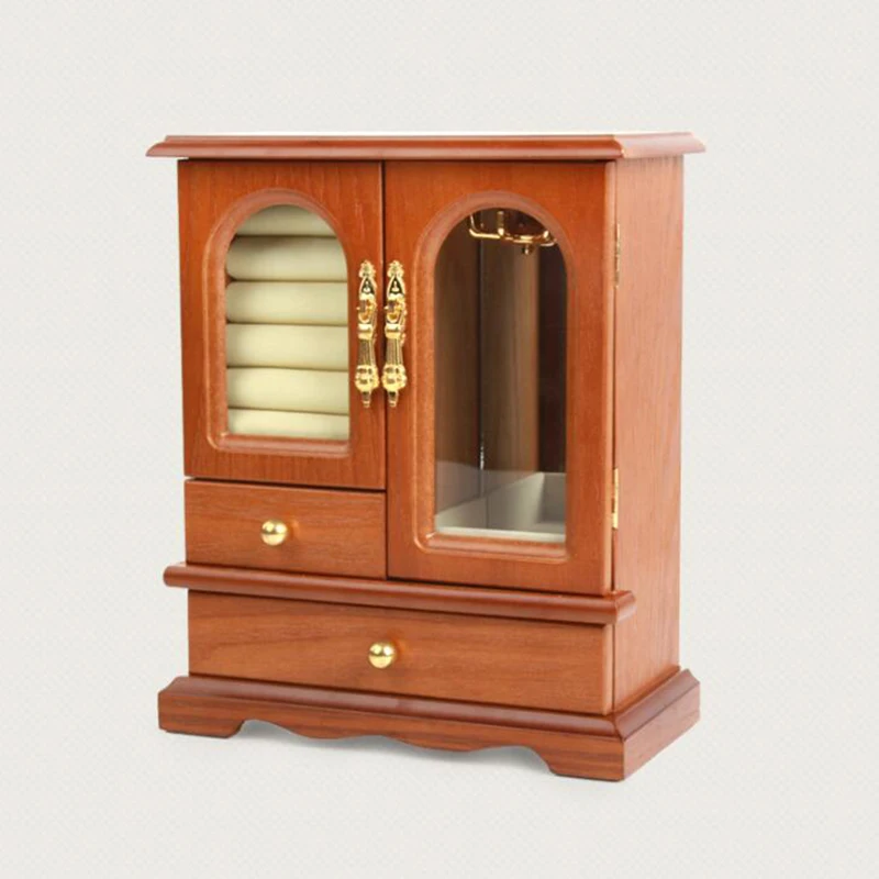 Многослойная Большая деревянная шкатулка для ювелирных изделий серег колец