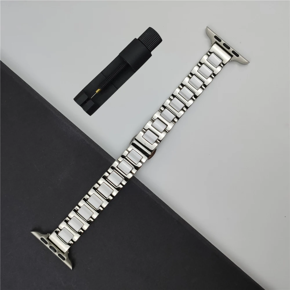 

for apple watch band se 6 5 4 3 40mm 44mm 38mm 42mm luxury Bracelet for iwatch apple watchband Stainless steel ceramics strap