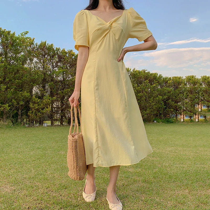 Платье ZCSMLL женское с квадратным вырезом элегантное тонкое приталенное платье