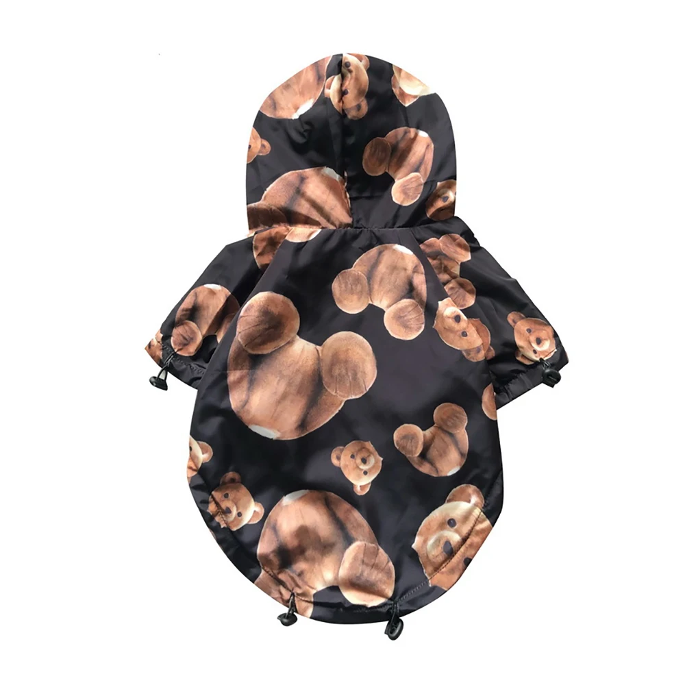 Fashion Bear Print Hoodies Dog Raincoat Dogs Rain Coat Pet Clothes French Bulldog Puppy Doberman Teddy Waterproof Outdoor Jacket | Дом и сад