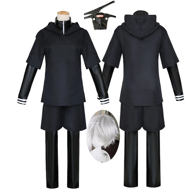 

Japanese Anime Tokyo Ghoul Cosplay Kaneki Ken Cosplay Costume Hoodie Jacket Pants Shorts Full Set Outfits Men Uniforms Masks