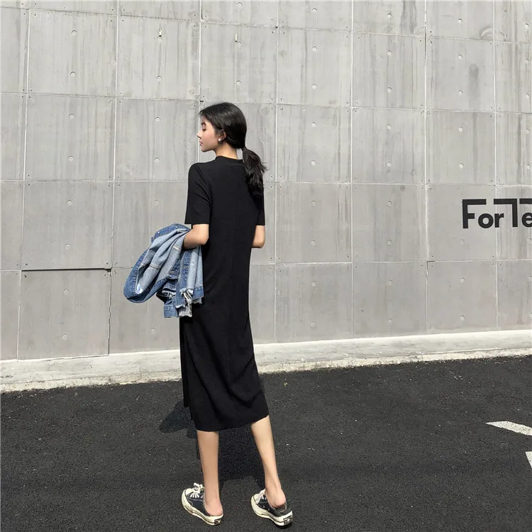 Облегающее платье-футболка женское летнее облегающее повседневное длинное