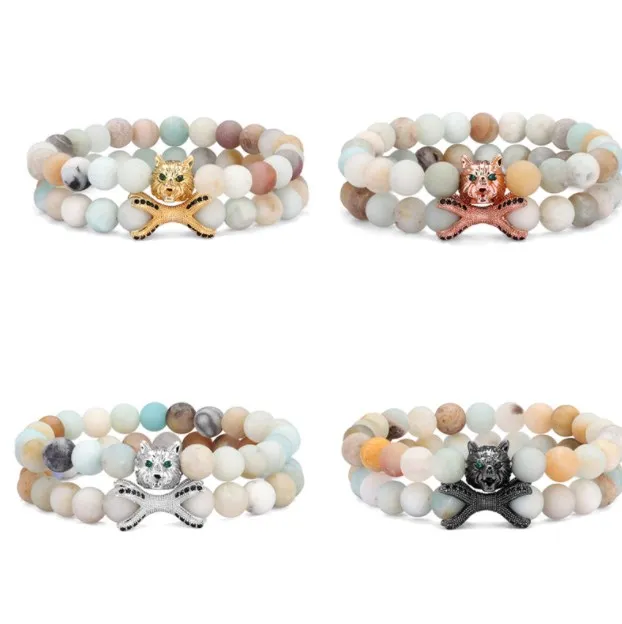 

2 шт./лот 8 мм голова Волка Корона Золото Серебро Медь cz цирконий бусины Чешский браслет каменные браслеты e3d2