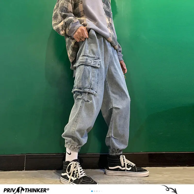 Мужские джинсы Privathinker Стильные повседневные в стиле хип хоп с карманами лето
