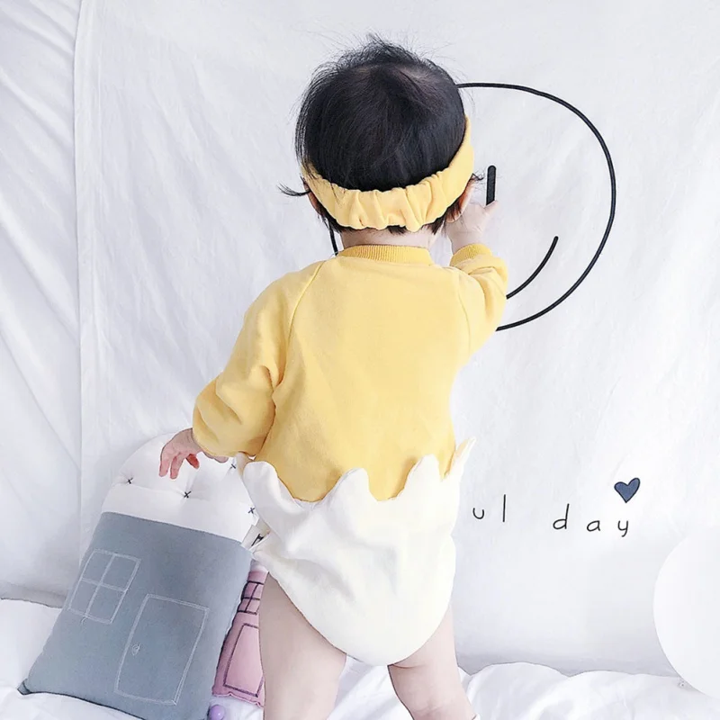 

Baby Girls Summer Long Sleeve Cotton Cartoon Letter Print Cute One-Pieces Jumpsuit Triangle Romper+Hairband