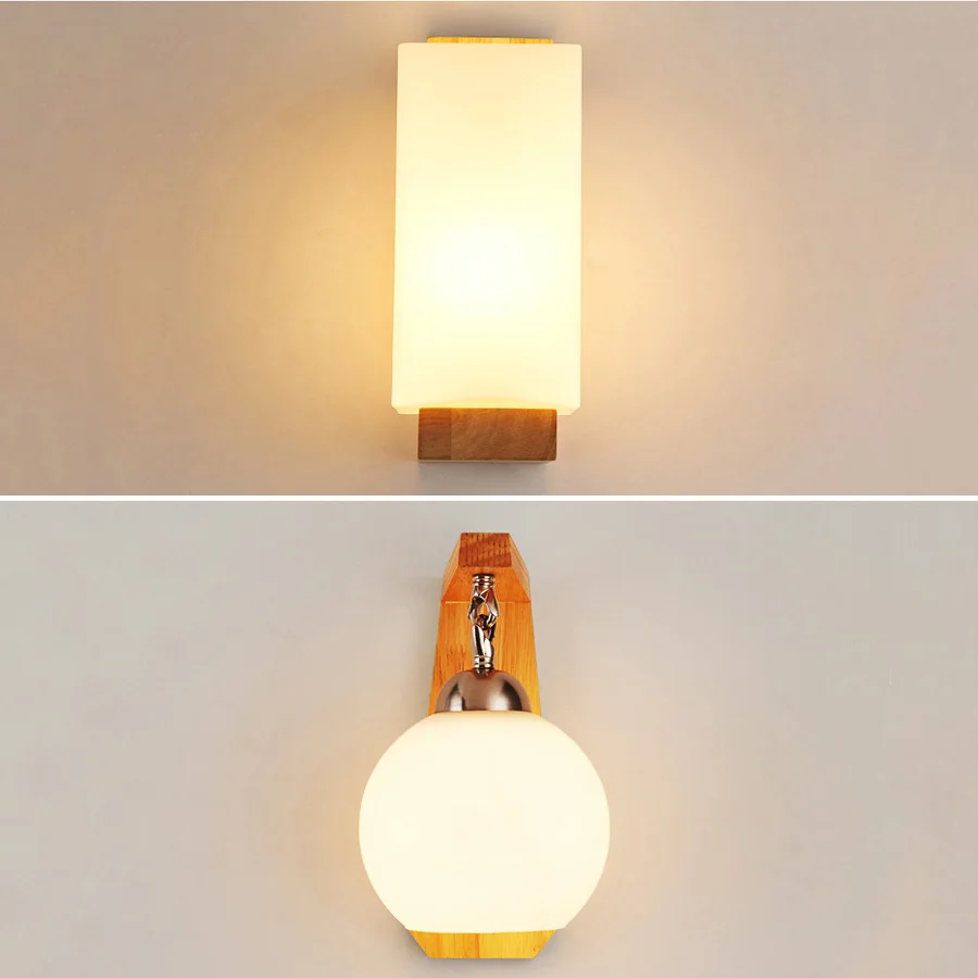 Настенные светильники в скандинавском стиле деревянные светодиодные лампы для