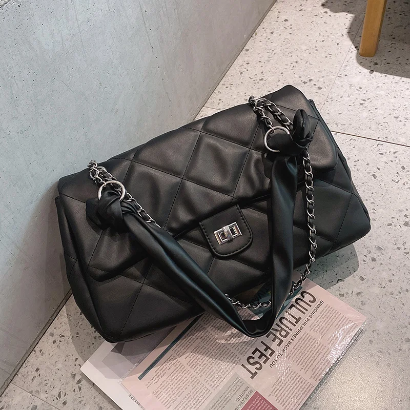 

High Capacity PU Leather Crossbody Bags for Women 2021 Winter Trending Branded Shoulder Handbags Luxury Chain Korean Hand Bag
