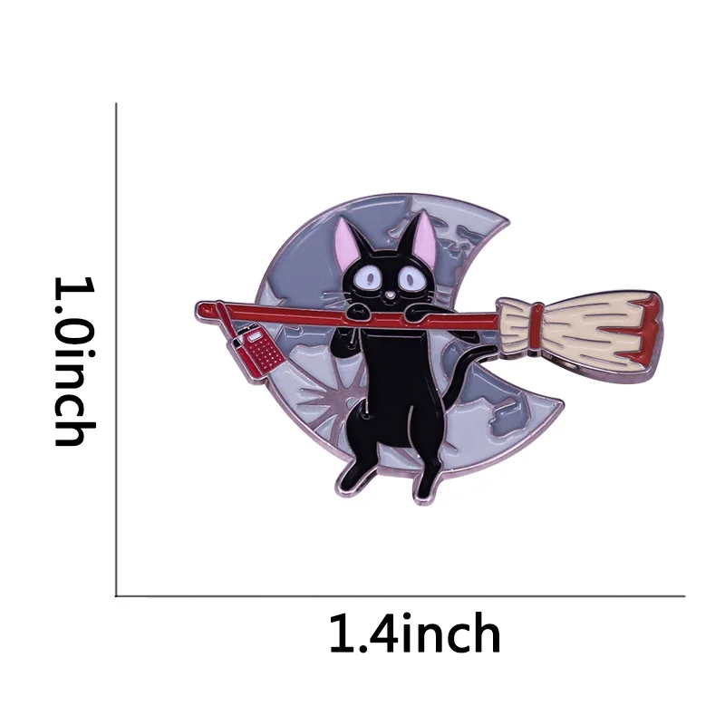 Kiki's Delivery Witch JIJI Cat волшебная метла эмалированная брошь булавки значок лацкан