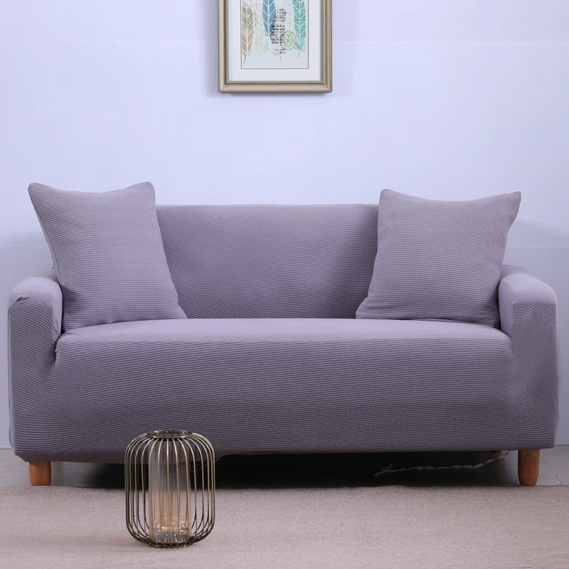 Вязаный Противоскользящий однотонный серый чехол для дивана 1 шт.