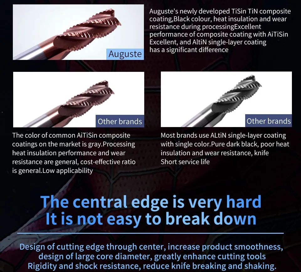 Augusttools Cnc Endmill Карбид HRC55 4 флейты резка карбидная Вольфрамовая сталь фреза Черновая Концевая фреза резак металла