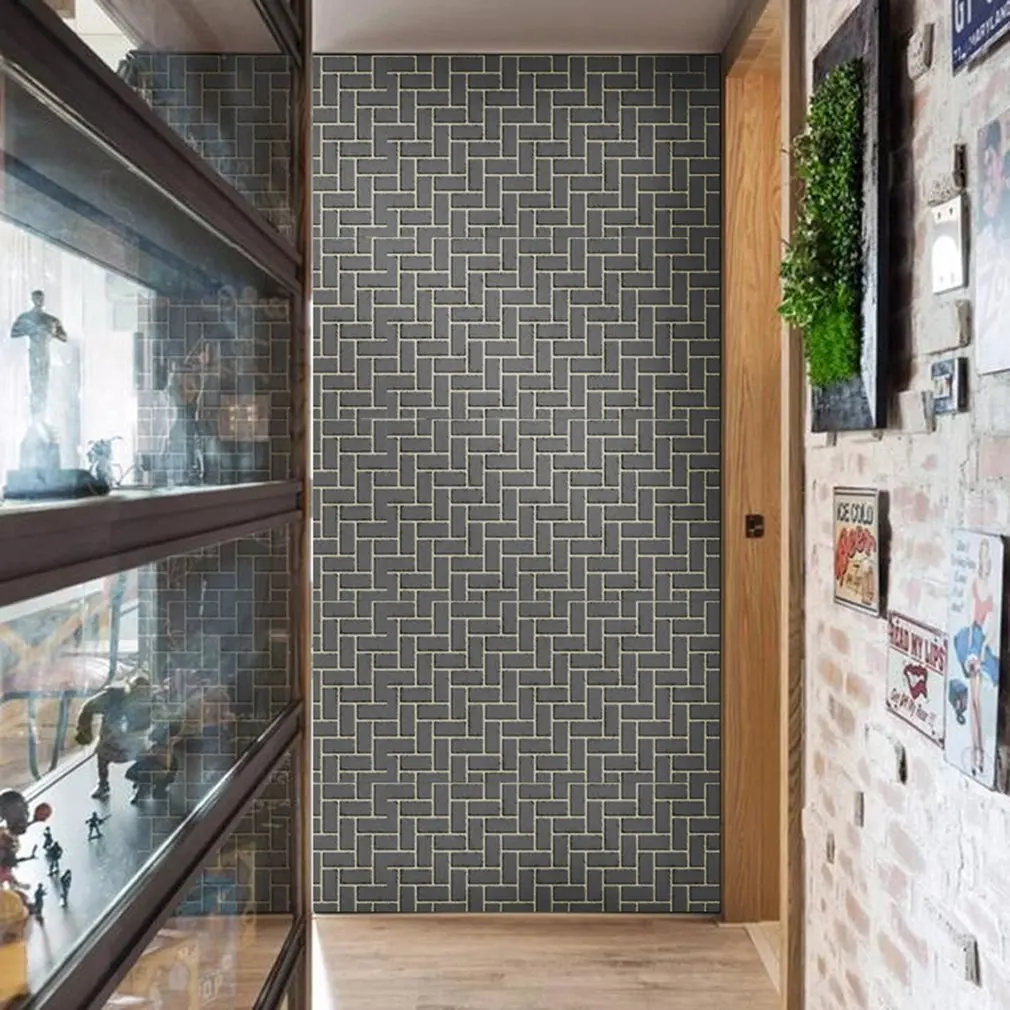 

Home Decor 3D PVC Wood Grain Wall Stickers Paper Brick Stone wallpaper Rustic Effect Self-adhesive Home Decor Sticker Room