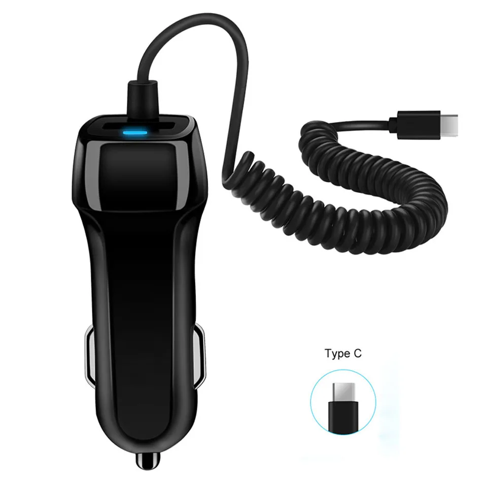 Автомобильное зарядное устройство USB с кабелем Micro usb type C, автомобильное зарядное устройство для зарядки телефона, usb-адаптер для samsung S8 S9 S10 Plus Xiaomi huawei