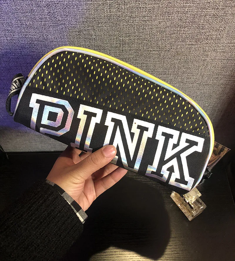 

Сумка для макияжа VS PINK NATION, большая забавная спортивная сумка желтого и красного цвета