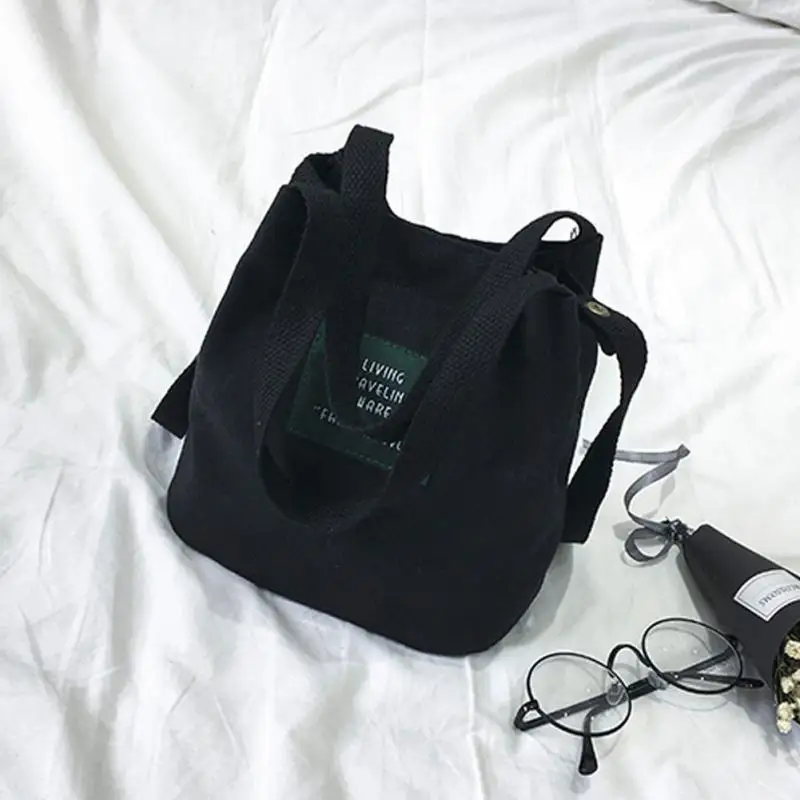 

Womens' Pouch Canvas Handbag Fashion Mini Single Strap Bucket Bag Shoulder Crossbody Female Shopping Bags