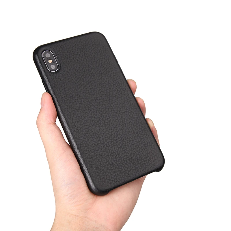 Роскошный чехол из натуральной кожи с текстурой личи для Apple iPhone X XS MAX XR, тонкий металлический чехол с кнопкой громкости