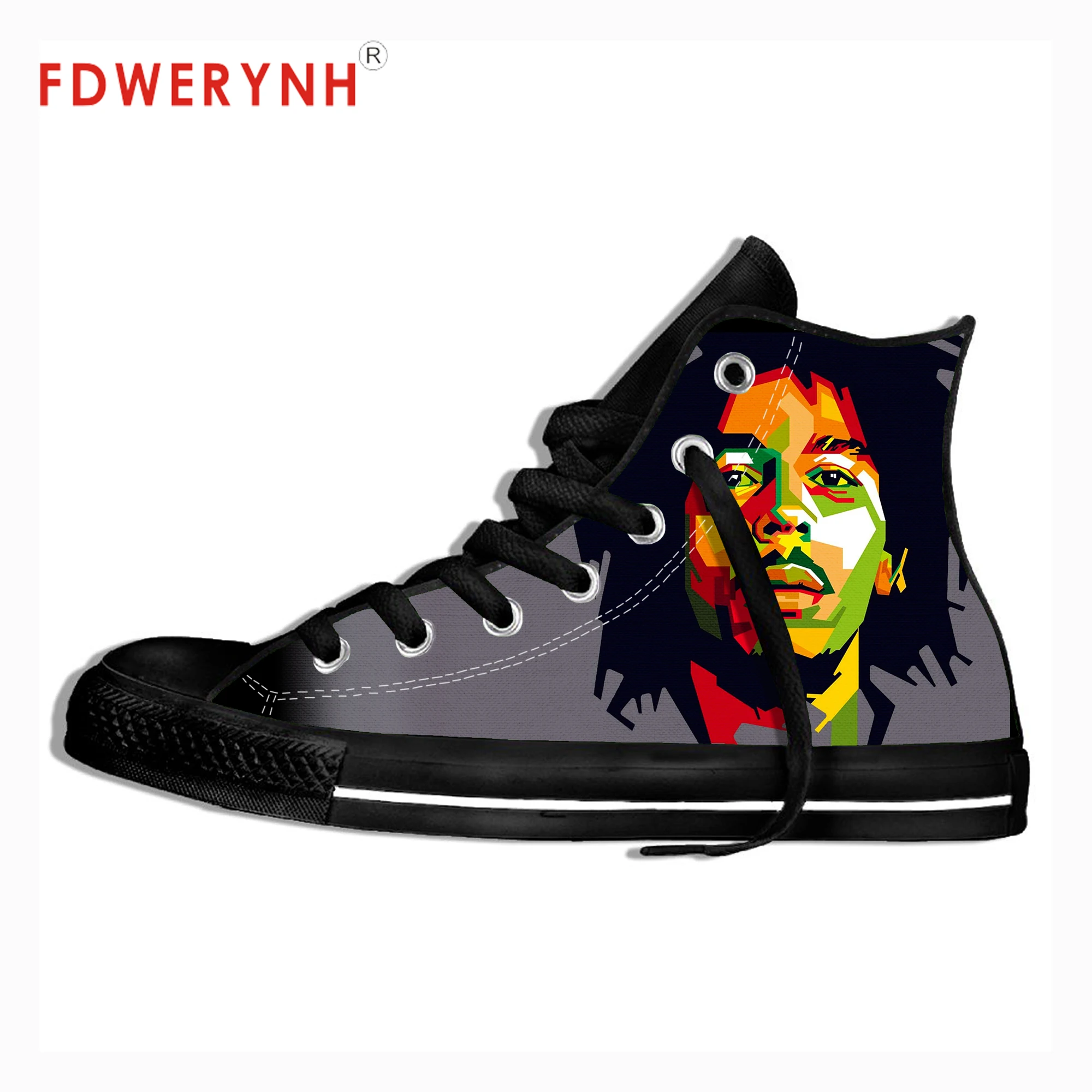 Мужская повседневная обувь; Цвет Черный; Vulcanize Eggae Star Bob Marley 3D; Zapatos De Hombre; модная крутая уличная дышащая брендовая парусиновая обувь
