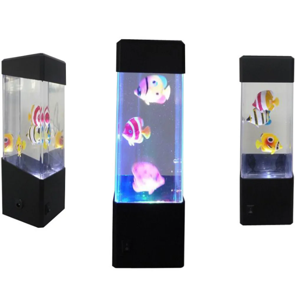 Цветная светодиодная Ночная лампа в виде медузы вулкана маленькой рыбы новинка