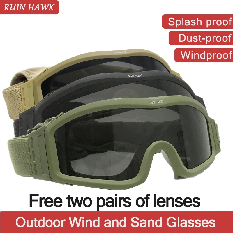 

Tactical Googles Military Army Airsoft Shooting Hunting Glasses Paintball CS Eye Protection Sunglasses 3 Lens Windproof