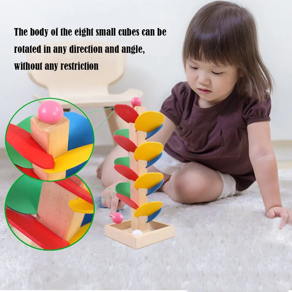 Pelota de canicas con &Aacute;rbol de madera para ni&ntilde;os y beb&eacute;s, juguete educativo para edades tempranas, bloques de juguete educativo Montessori-1