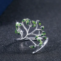 fashion leaf ring wedding beautiful engagement retor peridot women