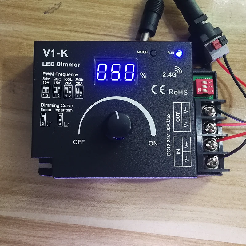 Новый Светодиодные ленты Диммер 12V 24V 20A Выход черный металлический корпус ручка