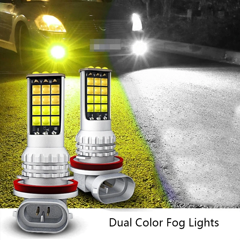 

2Pcs H3 H4 H7 H16 9005 9006 H11 PD13W Super Bright Dual Color Fog Lights Car Fog Lights Car Driving Lamp Fog Lamps