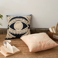 ivory navy cushion cover 45x45cm cotton thread embroidery home decorative throw pillow cover 45x45cm pink art decor pillowcase
