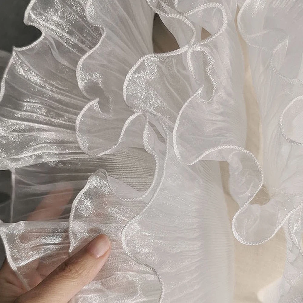 

2 ярда, белые и черные складки, Высококачественная кружевная ткань, ширина 13 см, швейные принадлежности, ленточная отделка для платья, «сделай сам», шторы для одежды, аксессуары