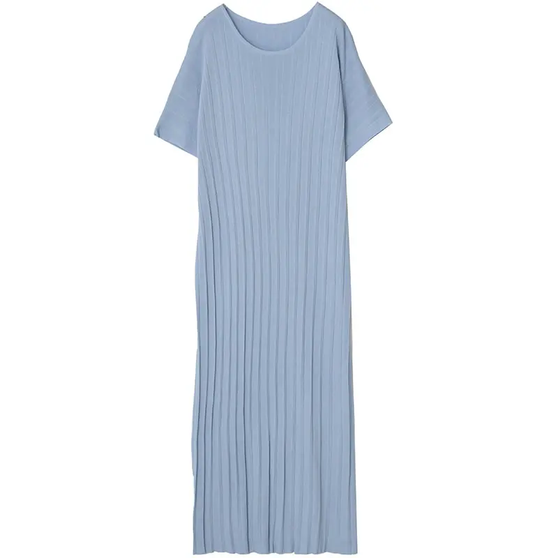 

XITAO Pleated Dress Fashion Vintage Pullover 2021 Summer Small Fresh Casual Style Elegant Loose Solid Color Dress WLD6364