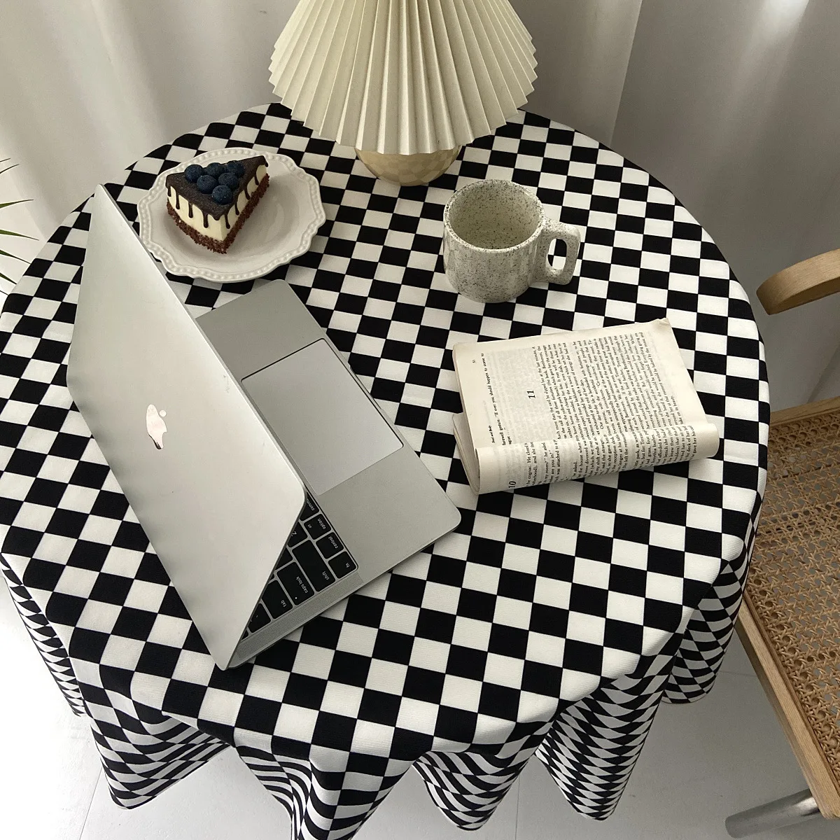 

Ins Black and White Checkerboard Checkered Tablecloth Desk Table Home Cafe Homestay Background Cloth Tablecloth Rectangular