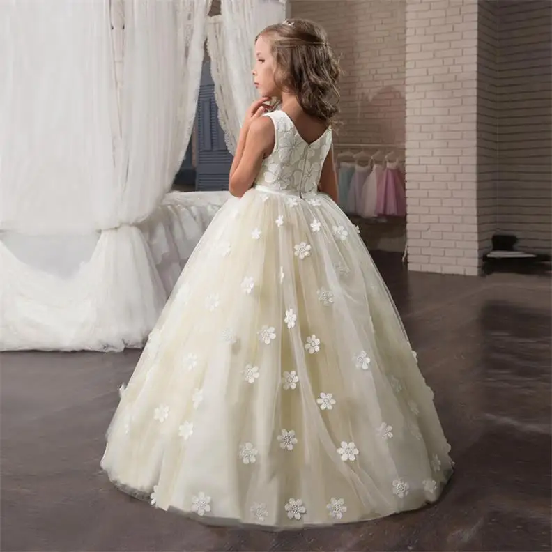 Yellow Dress Вечерние платья подружки невесты с цветочным узором для девочек от 6 до 14 лет; платье принцессы на свадьбу; Пасхальный костюм для девочек; детское Пышное Платье - Цвет: Yellow Dress