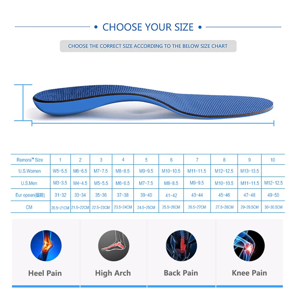 NOIPACE Orthopedic Insoles for Flat Feet Plantar Fasciitis Arch Support Shoe Cushioning Inner Insert Sole Relieve General Pain