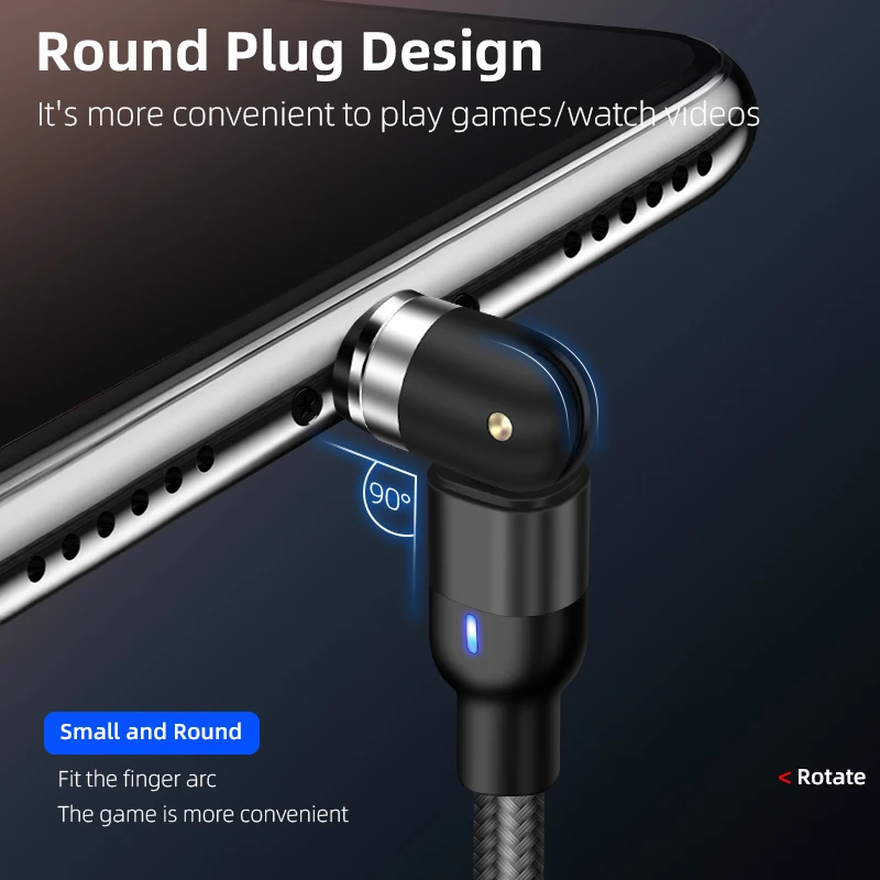 360º+180º Rotate Magnetic USB Cable Micro usb Type C Charger Mobile Phone Cord Fast Charging For iPhone 11 Samsung Phones | Мобильные