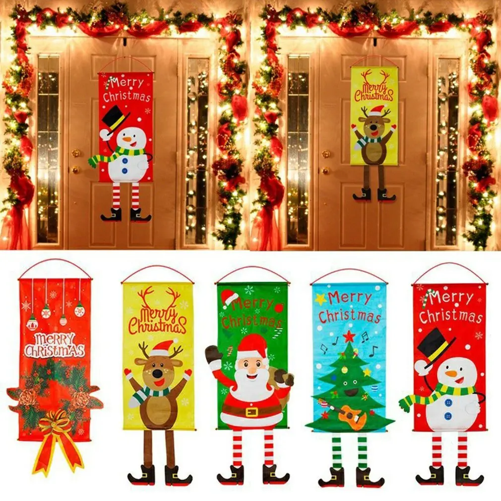 

Christmas Door Hanging Flag Merry Christmas Decor for Home 2021 Christmas Ornaments Cristmas Navidad Xmas Gifts New Year 2022