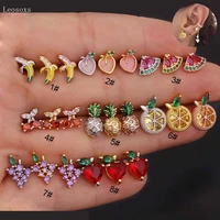 leosoxs 2pcs net red new creative zircon fruit ear bone nails exquisite piercing jewelry