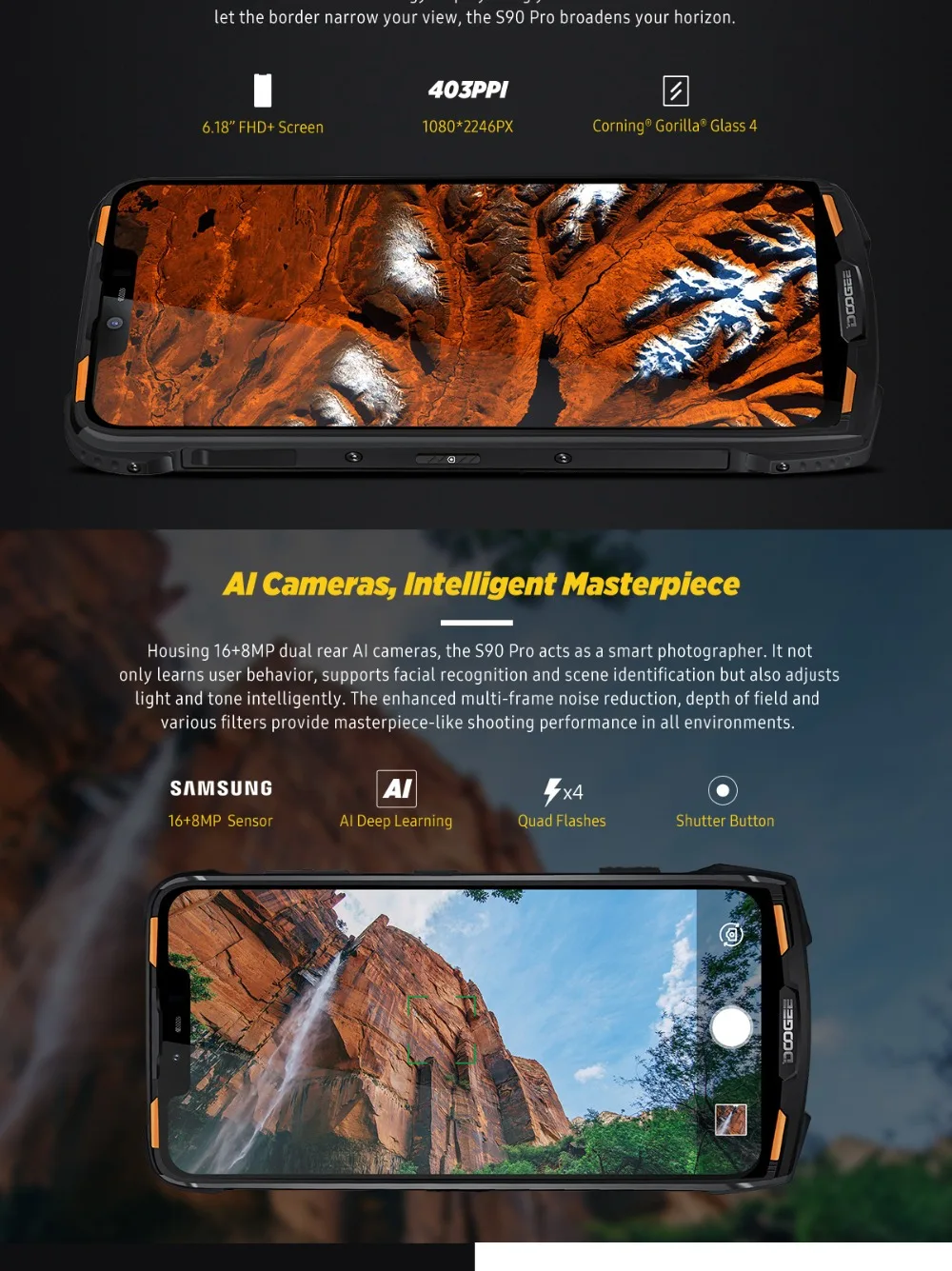 DOOGEE S90 pro 6GB 128GB мобильный телефон IP69K водонепроницаемый PTT SOS 5050mAh 6,18 ''MT6771 Восьмиядерный 16MP NFC 4G смартфон