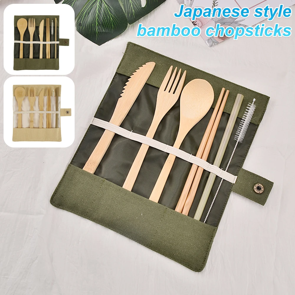 

Bamboo Chopsticks Lacquer Free Knife Fork and Spoon Suit Reusable Cutlery Set Japanese Style Travel Utensils Tableware Supplies