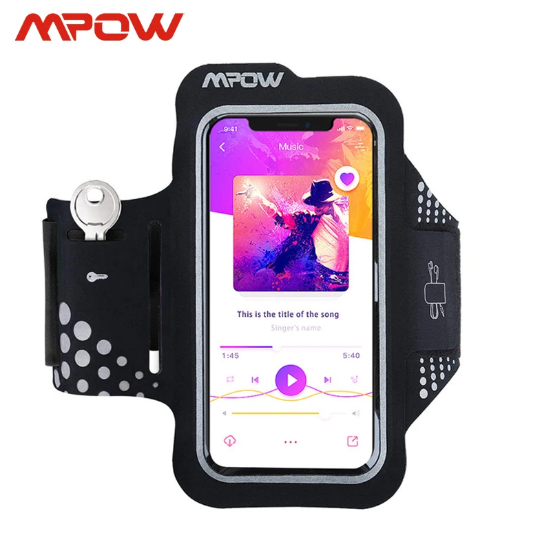 Mpow 5,1 дюймов нарукавный ремень для бега спортивный нарукавник Sweatproof для iPhone Xs samsung Xiaomi huawei с кармашком для наушников